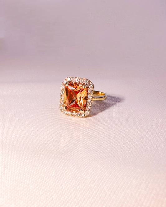 14K Gold Ring with 0.66 ct. Diamonds and Yellow Topaz